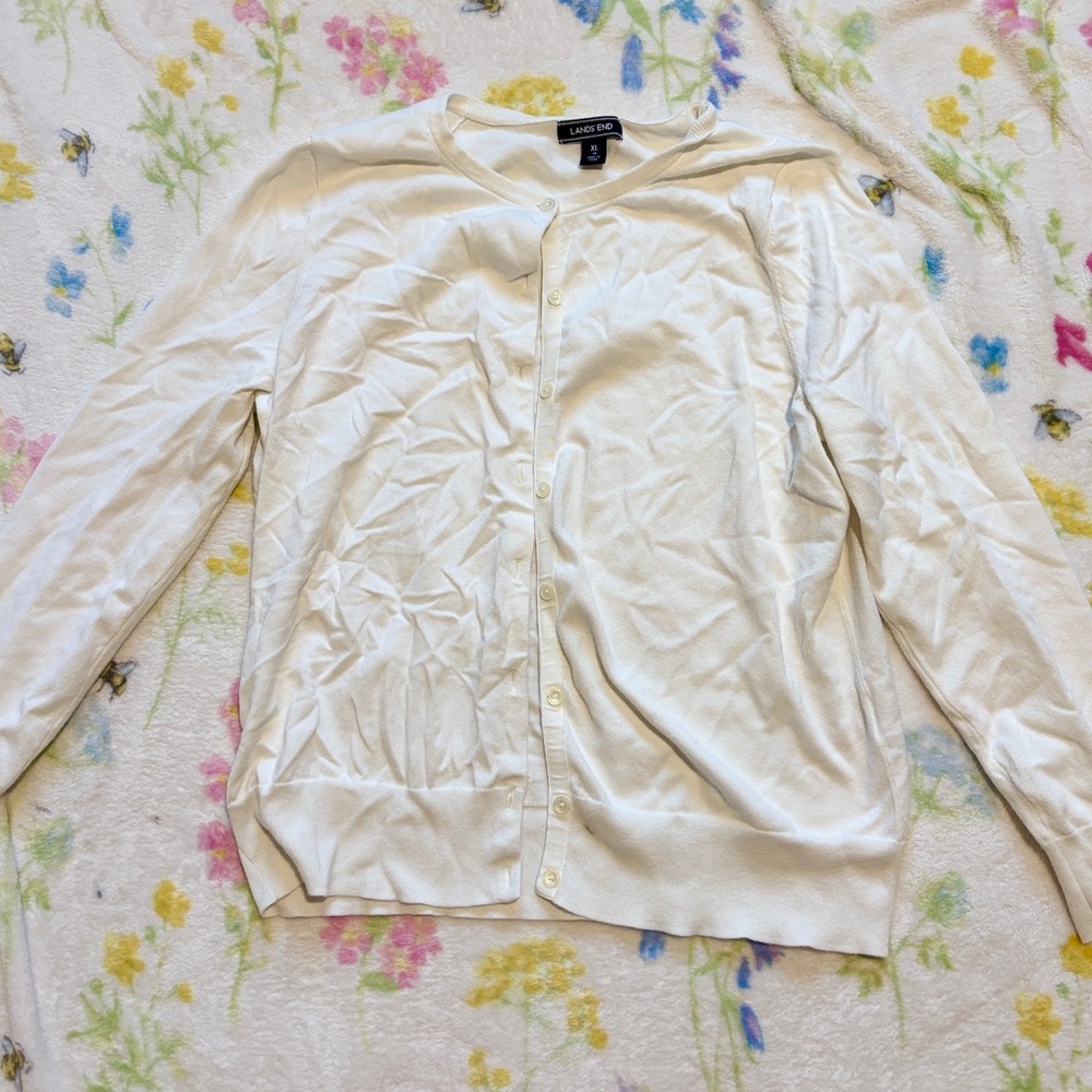 Lands' End White Women's Sweater